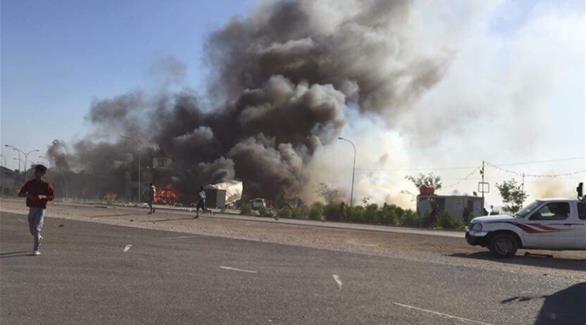 جانب من انفجار الحلة شرق بغداد (تويتر)