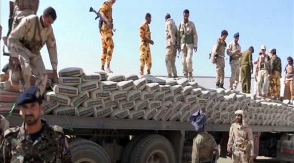 شاحنة المخدرات المضبوطة من قبل الأمن اليمني قبل وصولها إلى الحوثيين (الإخبارية)