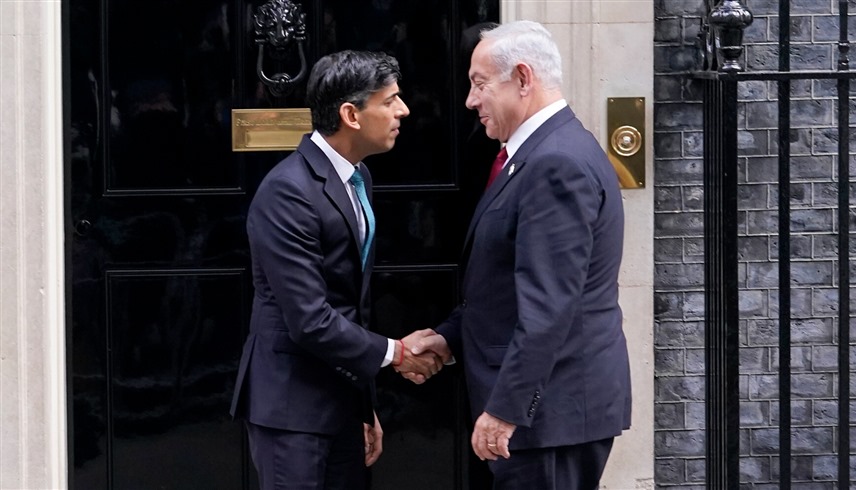 لقاء سابق بين رئيس الوزراء البريطاني ريشي سوناك ونظيره الإسرائيلي بنيامين نتانياهو (أرشيف)
