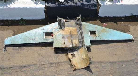 حطام  طائرة دون طيار أسقطها التحالف في وقت سابق (أرشيف)